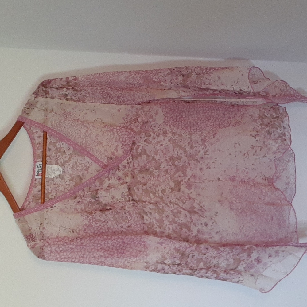 Boho Style Pink Sheer Blouse